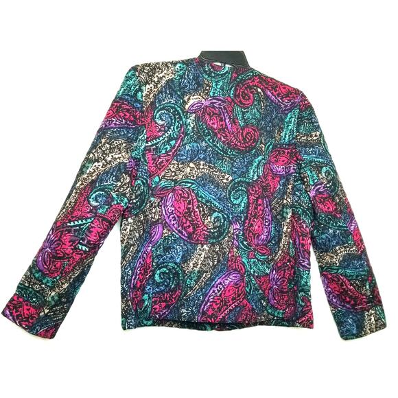 Stephen Douglas Ltd Quilted Paisley Button up Blazer Multicolor Long Slvs Sz 12 - Picture 3 of 6